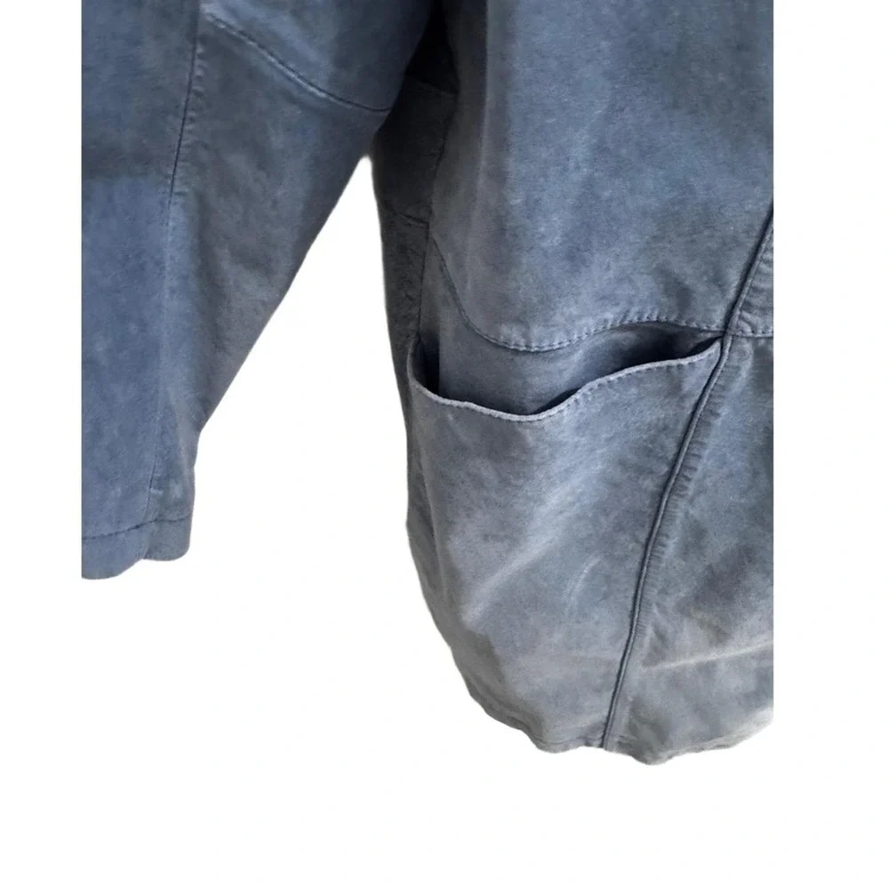 BERNARDO Jacket Womens 1X Slate Blue Genuine Leather Button‎ Closure
